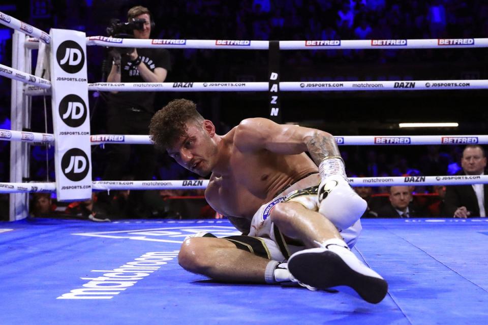 Leigh Wood was stopped in the seventh round of his WBA featherweight world title fight against Mauricio Lara (Bradley Colyer/PA) (PA Wire)