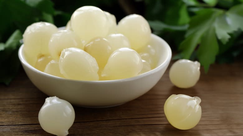 canned pearl onions in bowl