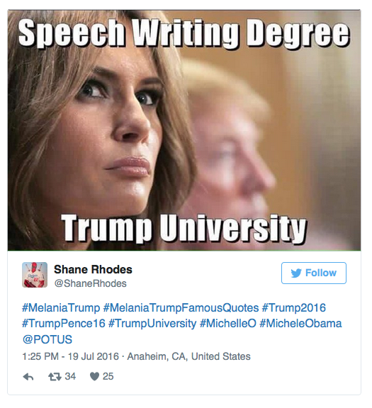 Licenciatura para escribir discursos. Universidad Trump
