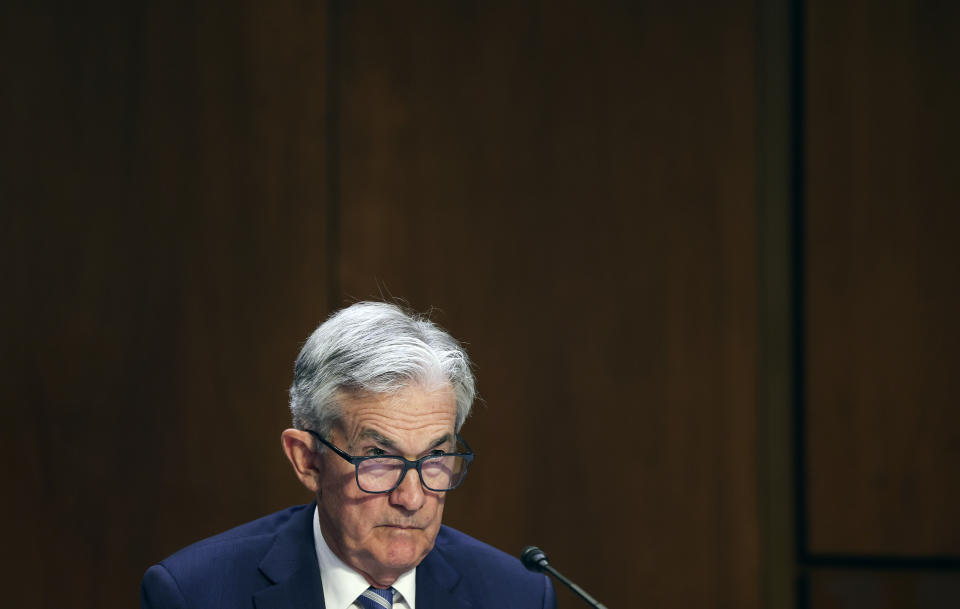 WASHINGTON, DC - JUNE 22: Jerome Powell, Chairman, Board of Governors of the Federal Reserve System testifies before the Senate Banking, Housing, and Urban Affairs Committee on June 22, 2022 in Washington, DC. Powell testified on the Semiannual Monetary Policy Report to Congress during the hearing.  (Photo by Win McNamee/Getty Images)