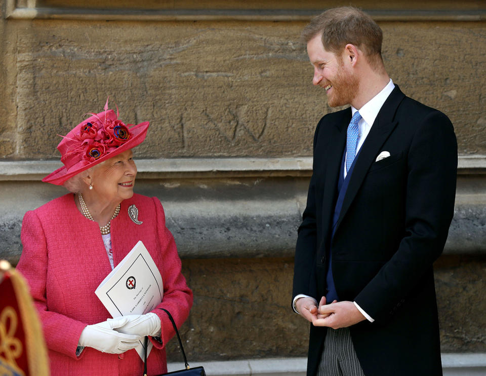 Prince Harry and the Queen laughing