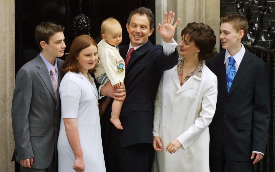 The Blairs on the steps of Downing Street in 2001 - ODD ANDERSEN 