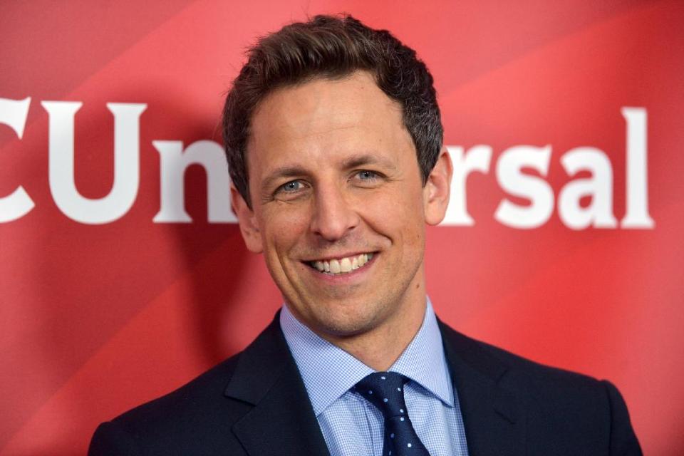 FILE - This Jan. 19, 2014 file photo shows Seth Meyers at the NBC/Universal Winter 2014 TCA in Pasadena, Calif. Meyers' new show, "Late Night with Seth Meyers," will premiere on Monday, Feb. 24. (Photo by Richard Shotwell/Invision/AP/File)