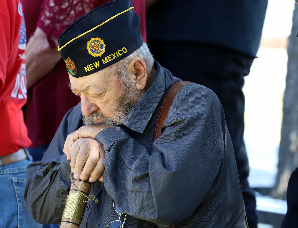 Wade Worrell reflects during Monday's Memorial Day ceremony hosted by the American Legion Bataan Post 4 at Mountain View Cemetery.