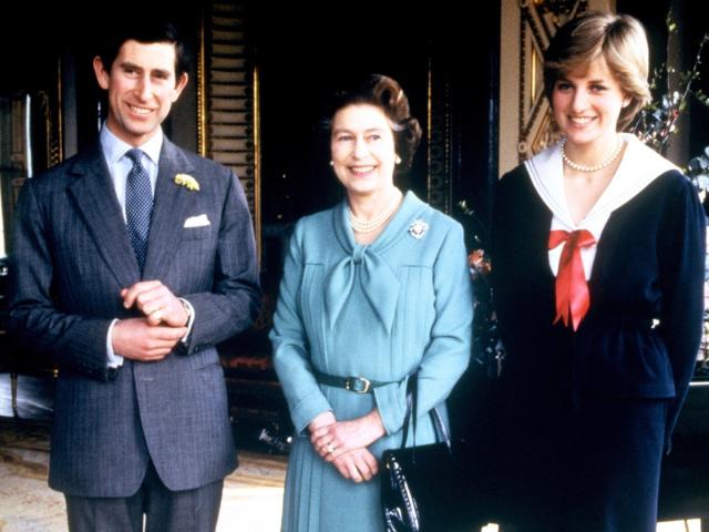 Prince Charles, the Queen and Princess Diana after Charles and Diana announced their engagement in 1981 (PA)