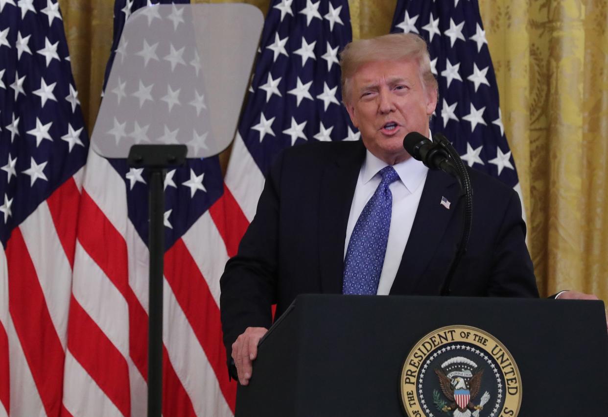 Donald Trump speaks during an event about 'Operation Legend: Combatting Violent Crime in American Cities' in the East Room of the White House: Getty Images