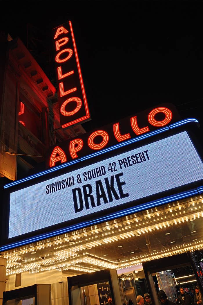 The Apollo marquee with Drake's name