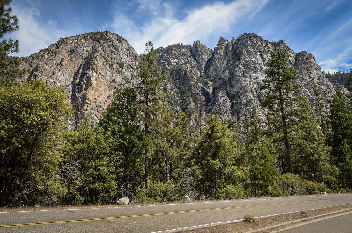 Cliffs rise from the valley floor at Road’s End in Kings Canyon National Park’s Cedar Grove.