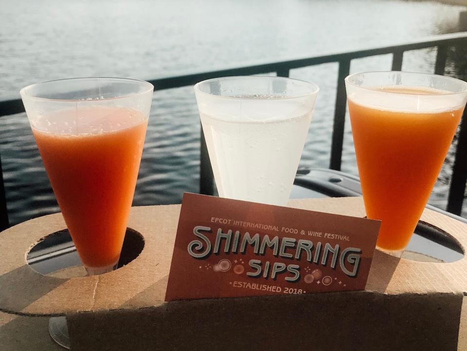 flight of drinks from simmering sips at epcot festival