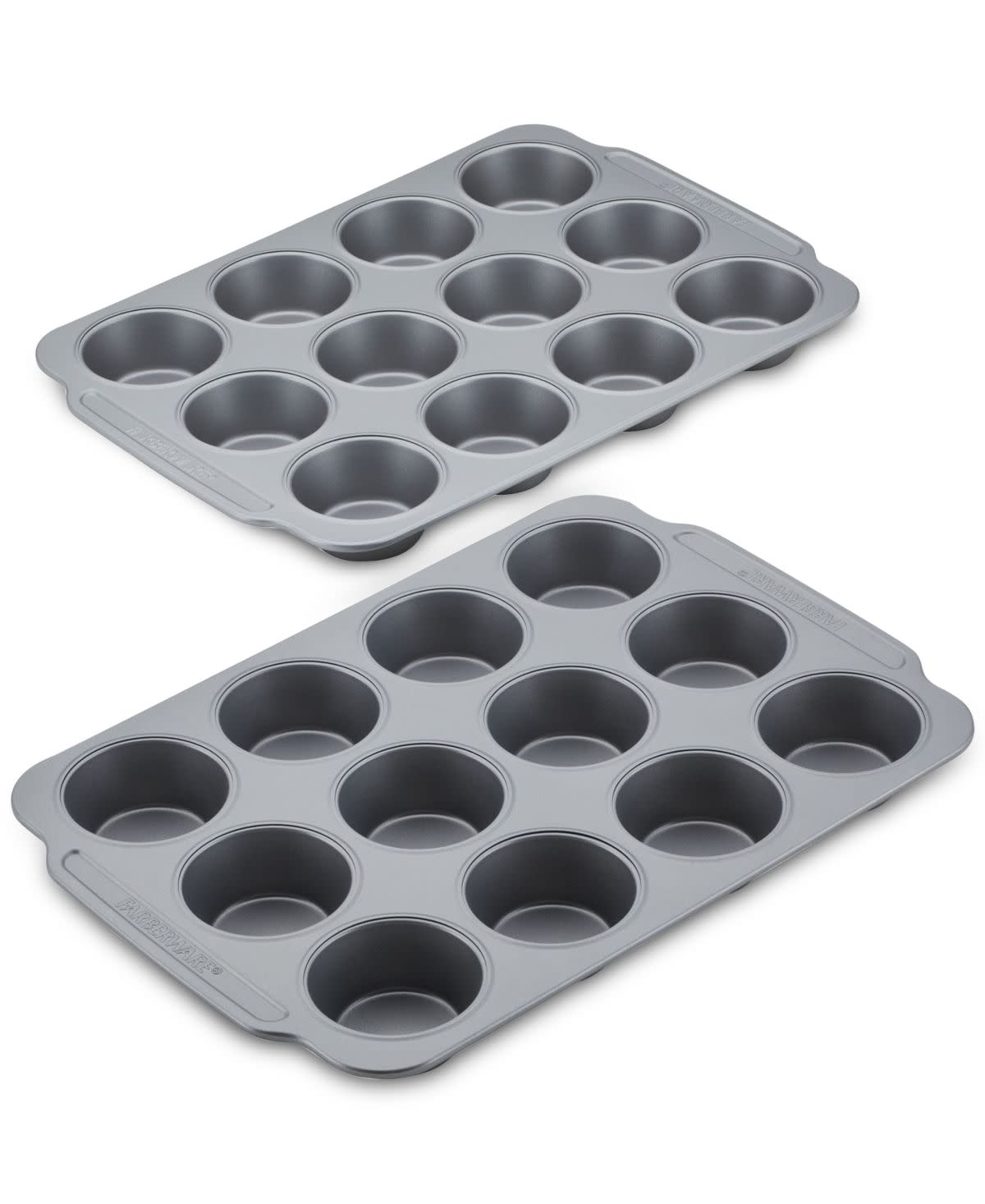 <p><a href="https://go.redirectingat.com?id=74968X1596630&url=https%3A%2F%2Fwww.macys.com%2Fshop%2Fproduct%2Ffarberware-nonstick-bakeware-double-batch-muffin-cupcake-pan-set-2-piece%3FID%3D12984226&sref=https%3A%2F%2F" rel="nofollow noopener" target="_blank" data-ylk="slk:Shop Now;elm:context_link;itc:0;sec:content-canvas" class="link rapid-noclick-resp">Shop Now</a></p><p>Farberware Nonstick Bakeware Double Batch Muffin Pan Set</p><p>macys.com</p><p>$17.99</p>