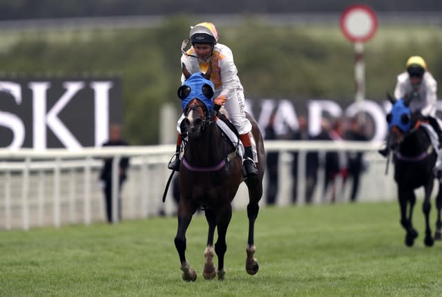 Horse called Duck and Dumplings and ridden by Baroness Dido Harding wins the Magnolia Cup Goodwood Ladies’ Charity Race