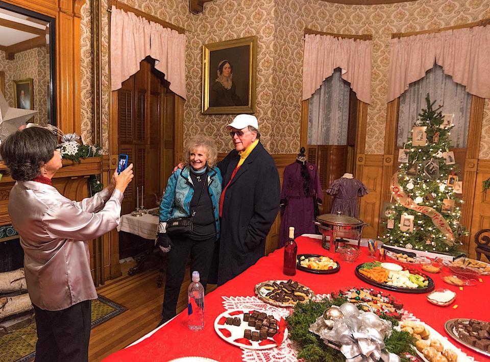 Karolyn Grimes poses for fan photos at the annual It’s a Wonderful Life Festival in Seneca Falls.