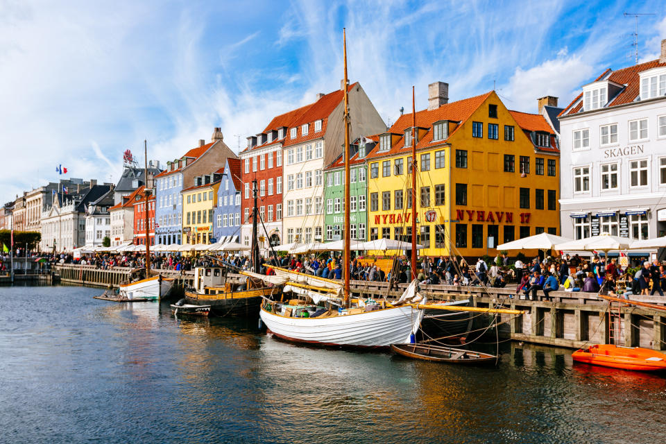 Colorful buildings on a river