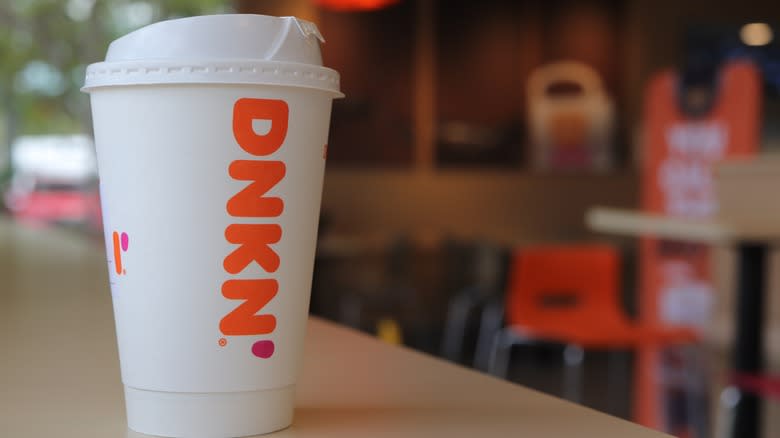 cup of dunkin coffee