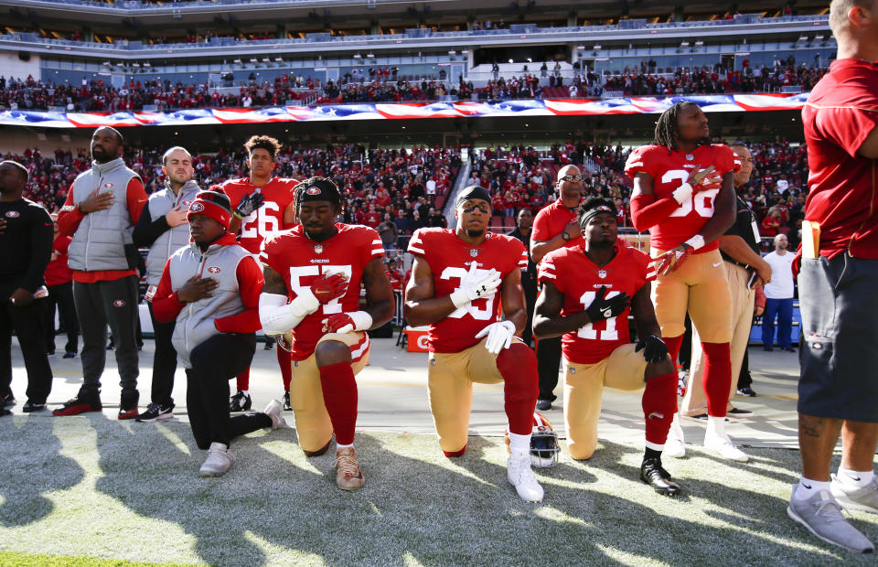 Much of the online discord around NFL player protests was planted by Russian Twitter trolls supporting President Donald Trump’s agenda. (Getty)