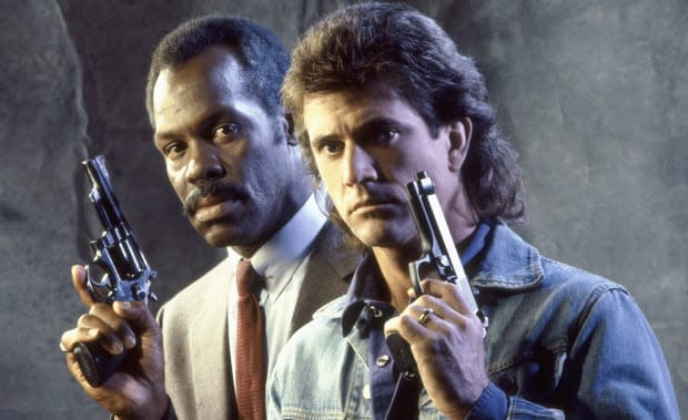 Danny Glover and Mel Gibson in publicity shot for Lethal Weapon. (Photo by )