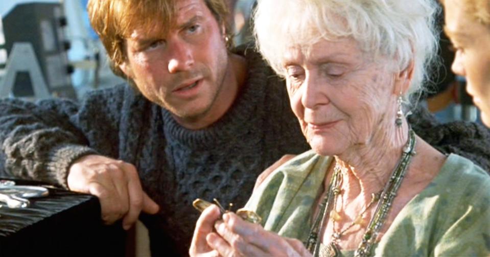 bill paxton and gloria stuart in a scene from the film titanic