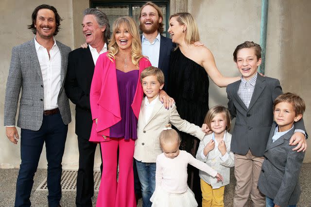 <p>Todd Williamson/Getty</p> Oliver Hudson, Kurt Russell, Goldie Hawn, Wyatt Russell, and Kate Hudson with kids Ryder Robinson, Wilder Hudson, Bodhi Hudson, Rio Hudson and Bingham Bellamy in 2016