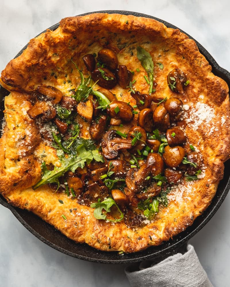 Parmesan-Herb Dutch Baby with Garlic-Butter Mushrooms