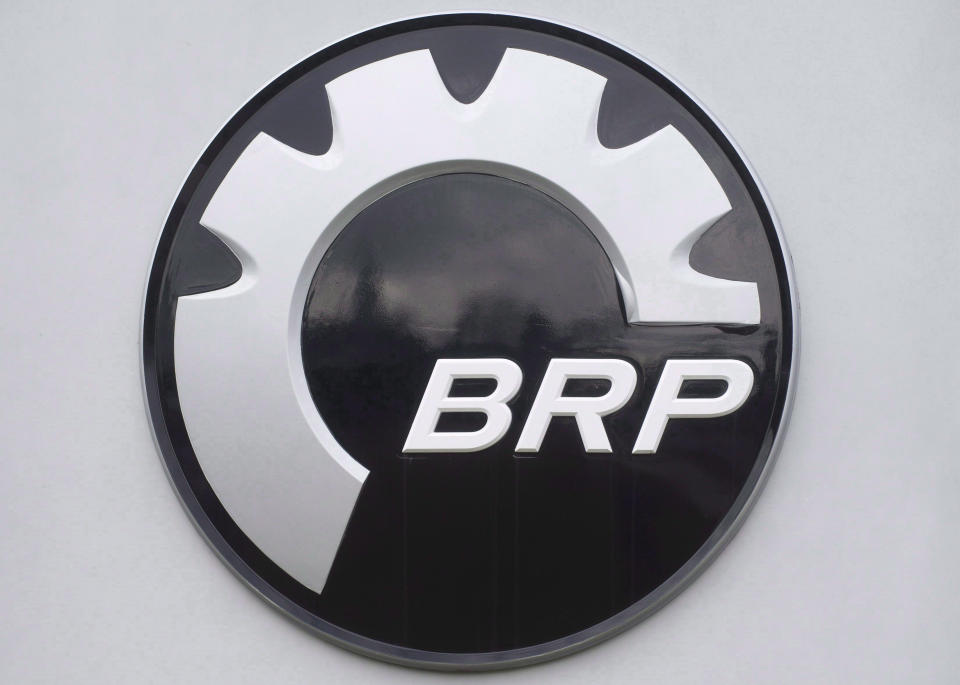 A BRP logo is shown in Valcourt, Que., Friday, November 9, 2012. THE CANADIAN PRESS/Graham Hughes.