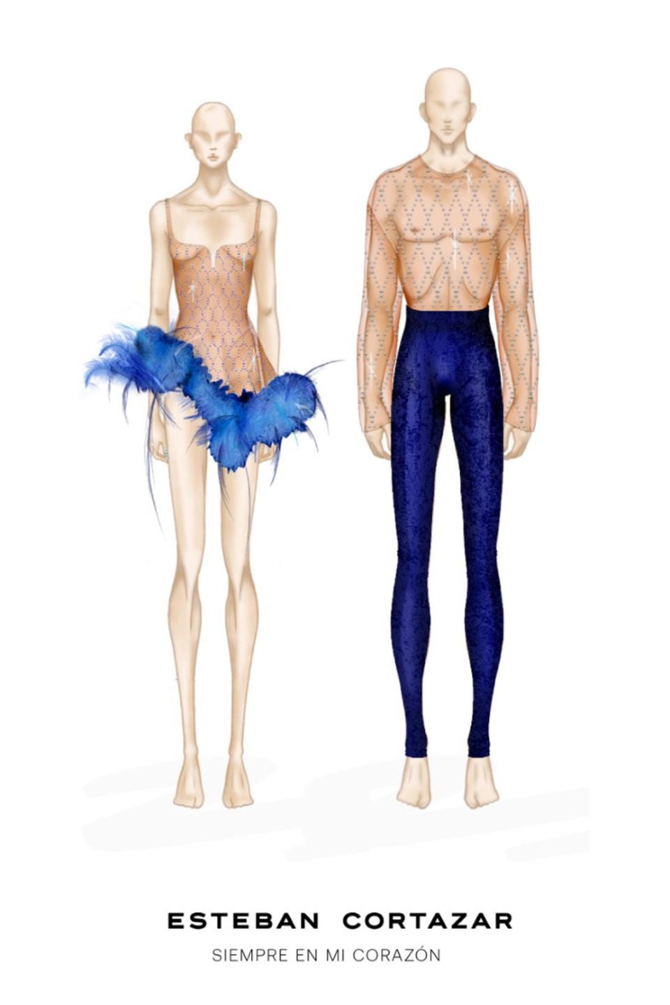 Sketches of Esteban Cortázar’s costume designs for Miami Ballet.
