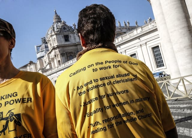 Demonstrators outside St Peter's Square