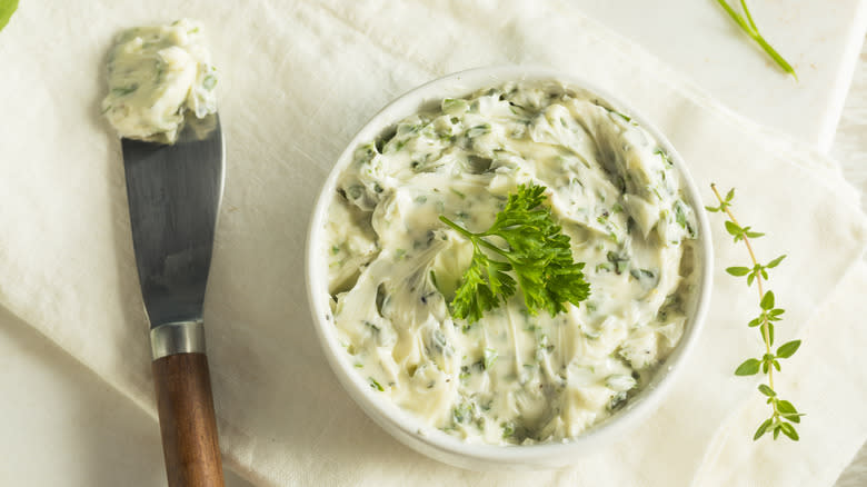 Herb butter in bowl