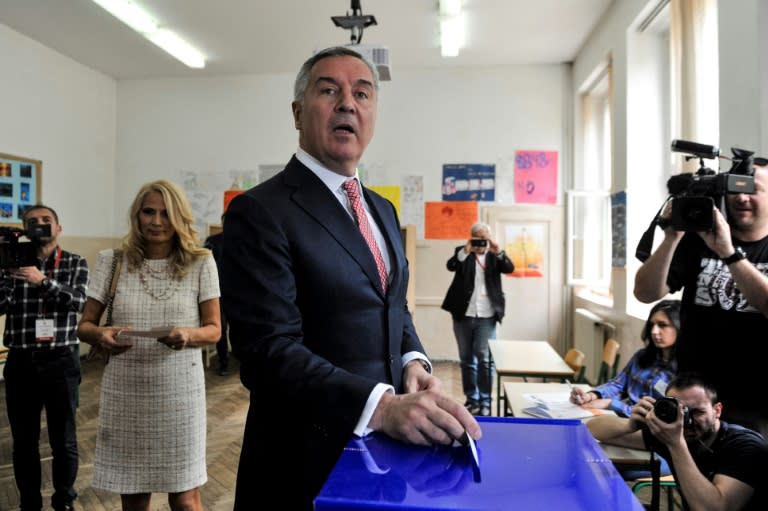 Six-time former prime minister Milo Djukanovic votes in Montenegro's presidential election on Sunday, which is widely expected to win