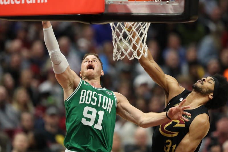 Forward Blake Griffin (L) spent last season with the Boston Celtics. File Photo by Aaron Josefczyk/UPI