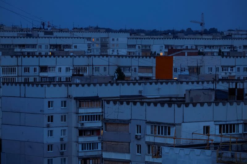 View of apartment buildings in Saltivka district in Kharkiv