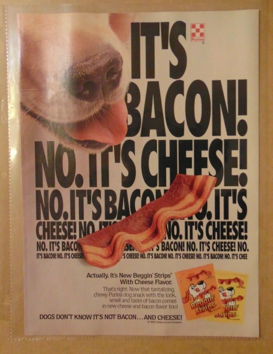 bacon dog treat ad