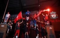 Premier League - Liverpool fans celebrate winning the Premier League