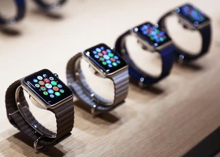 Apple watches are displayed following an Apple event in San Francisco, California March 9, 2015. REUTERS/Robert Galbraith