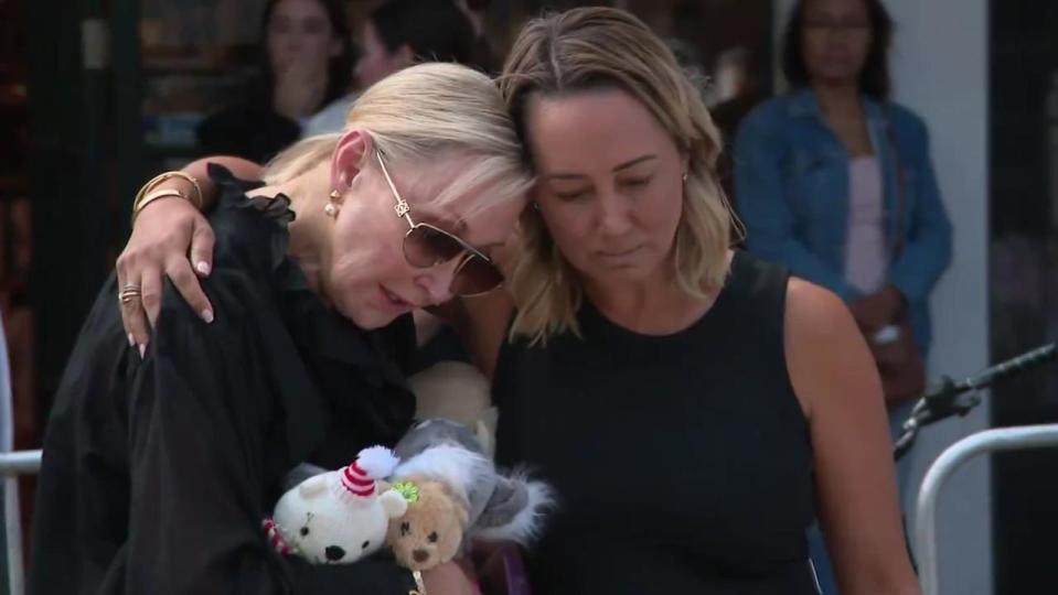 Ash Good's family members attend her memorial. Picture: 9 News