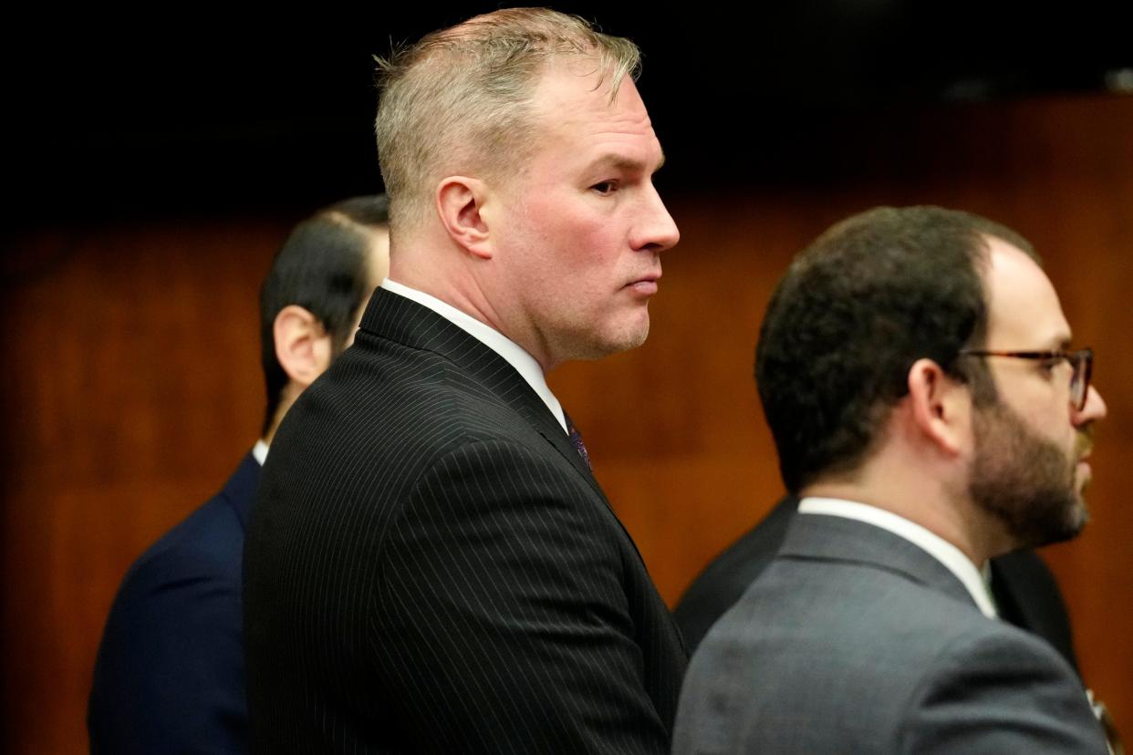 Daniel Rochat is shown in the courtroom of Judge Christopher Kazlau, Wednesday March 27, 2024, in Hackensack. Rochat is currently going through a retrial and is accused of killing an East Rutherford real estate agent in 2012.