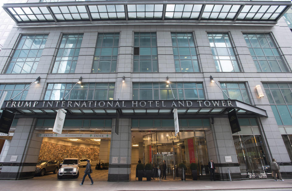 The entrance to the Trump International Hotel and Tower is shown in Toronto, Wednesday, Dec.9, 2015. THE CANADIAN PRESS/Graeme Roy