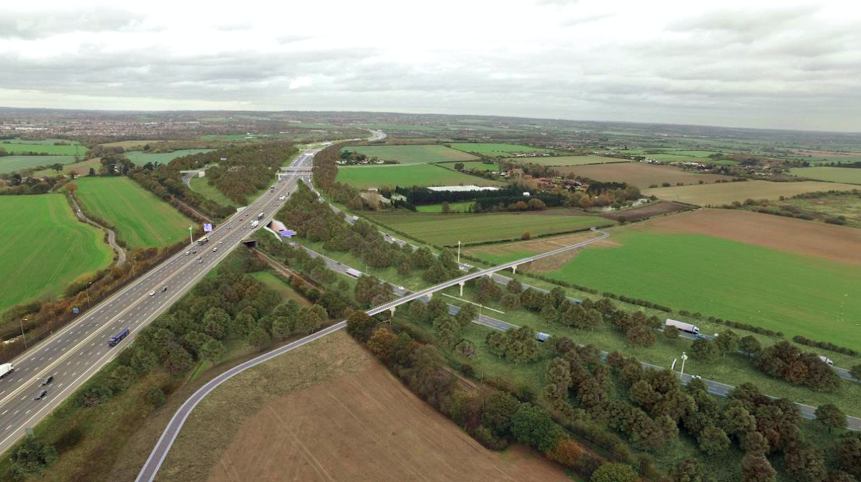 <em>Artists impression of how the Lower Thames Crossing junction with the M25 in Essex will look (PA)</em>