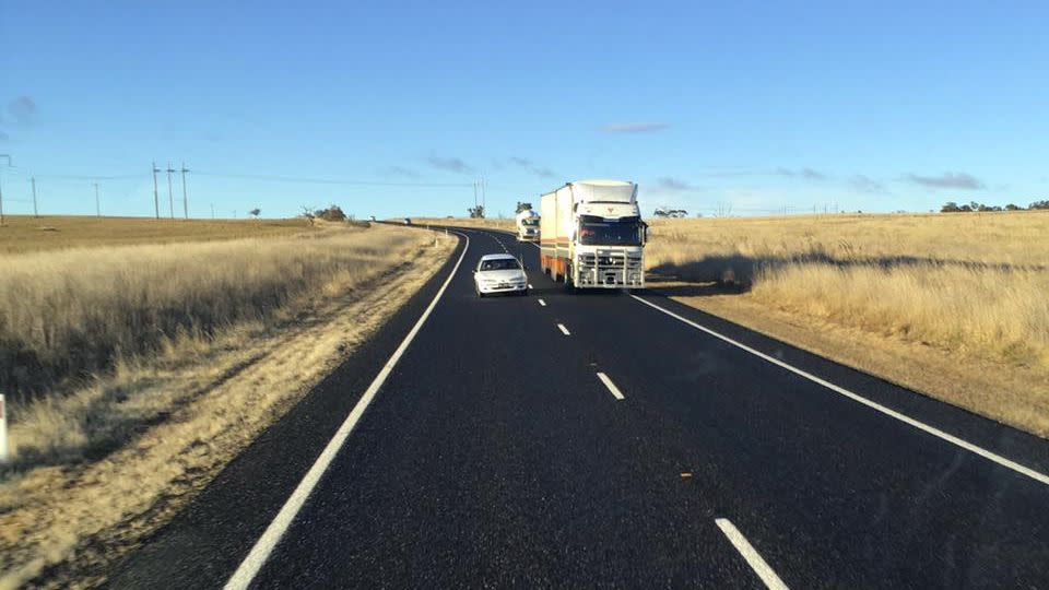 Matt Clark's view of the oncoming vehicle. Photo: Facebook