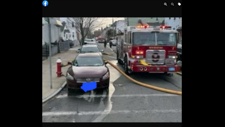 Firefighters ran the hose through a car to access the fire hydrant after it parked illegally. 