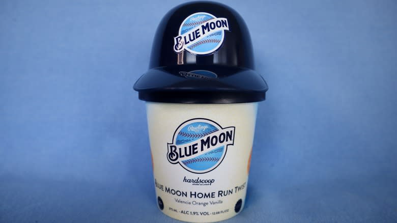 Blue Moon ice cream pint with mini helmet