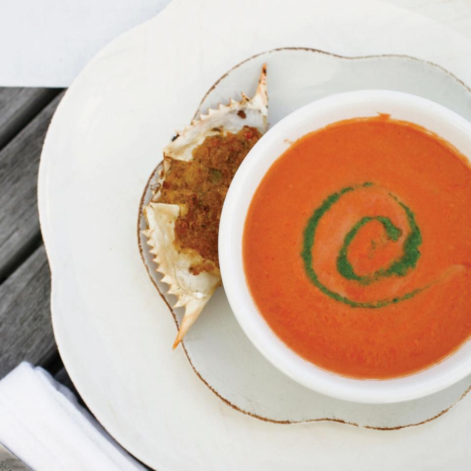 Farmstand Tomato Soup with Arugula Pesto