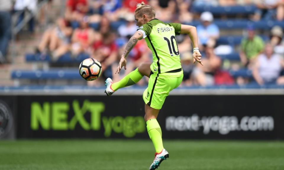 Jess Fishlock, Reading’s marquee signing of the summer, in action for her parent club Seattle Reign.