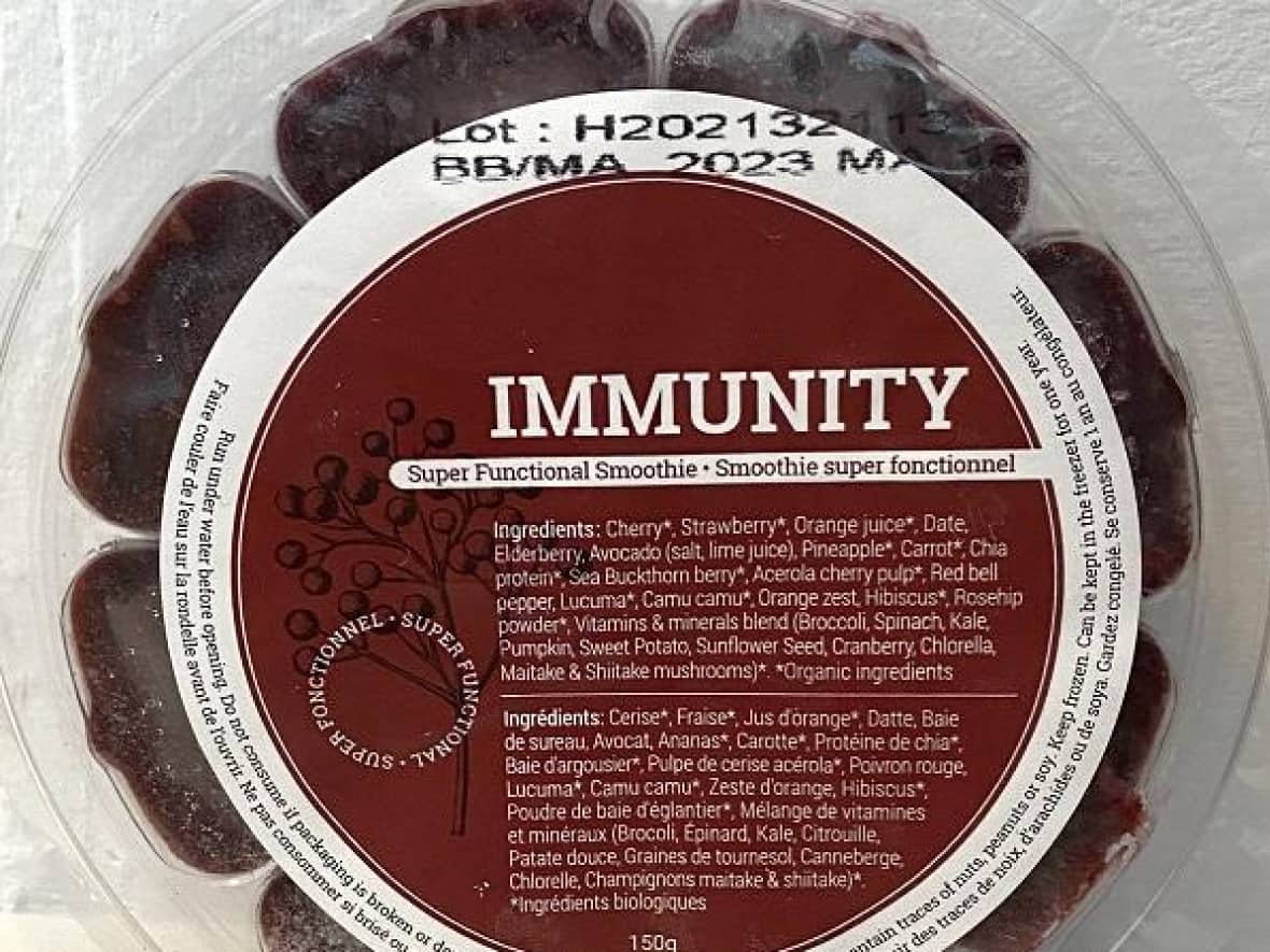 Evive Nutrition Inc. is recalling its Immunity Super Functional Smoothie due to the presence of raw elderberries, which contain cyanogenic glycosides, a natural toxin that releases cyanide when eaten. (Canadian Food Inspection Agency - image credit)