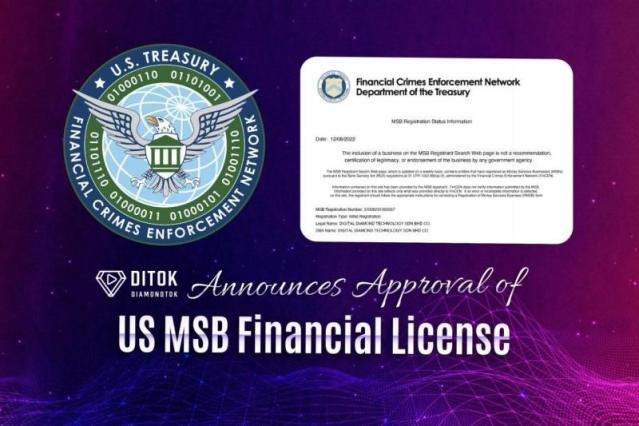 DiamondTok Announces Approval of US MSB Financial License