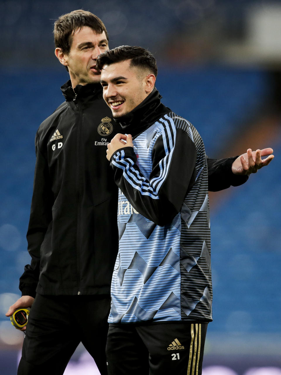 MADRID, SPAIN - JANUARY 18: Brahim Diaz of Real Madrid during the La Liga Santander  match between Real Madrid v Sevilla at the Santiago Bernabeu on January 18, 2020 in Madrid Spain (Photo by David S. Bustamante/Soccrates/Getty Images)