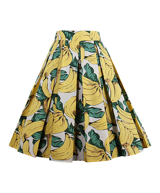 Sucrefas Yellow Banana Pleated A-Line Skirt