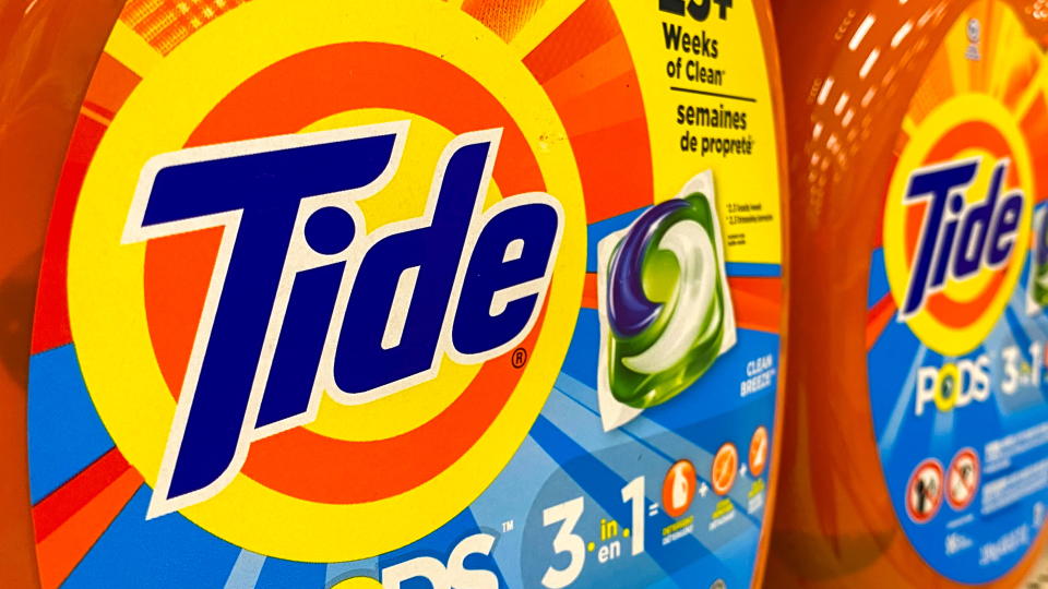 Tide laundry pods made by Procter and Gamble are shown for sale in Encinitas, California, U.S., April 19, 2021.  REUTERS/Mike Blake