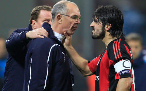 AC Milan's Gattuso argues with Tottenham Hotspur's first team coach Jordan next to manager Redknapp - Credit: REUTERS/Stefano Rellandini