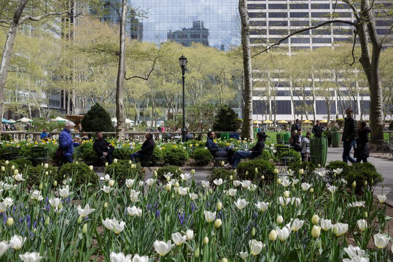 Bryant Park, un lugar de los favoritos para hacer picnics y tomar un descanso en Nueva York. Los entusiastas de Broadway, los aficionados al arte y los amantes de la comida encontrarán nuevas ofertas en Times Square y sus alrededores y en los vecindarios debajo de la calle 42. (Anna Watts/The New York Times)