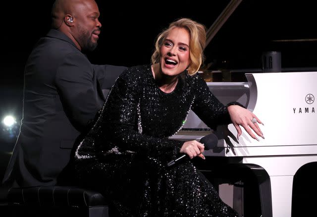 <p>Kevin Mazur/Getty</p> Adele performs in Las Vegas on Jan. 26, 2024